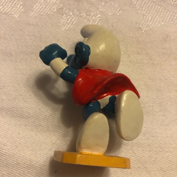 Vintage Superman Smurf Peyo Yellow Base Bully Germany 80ies - Picture 4 of 10